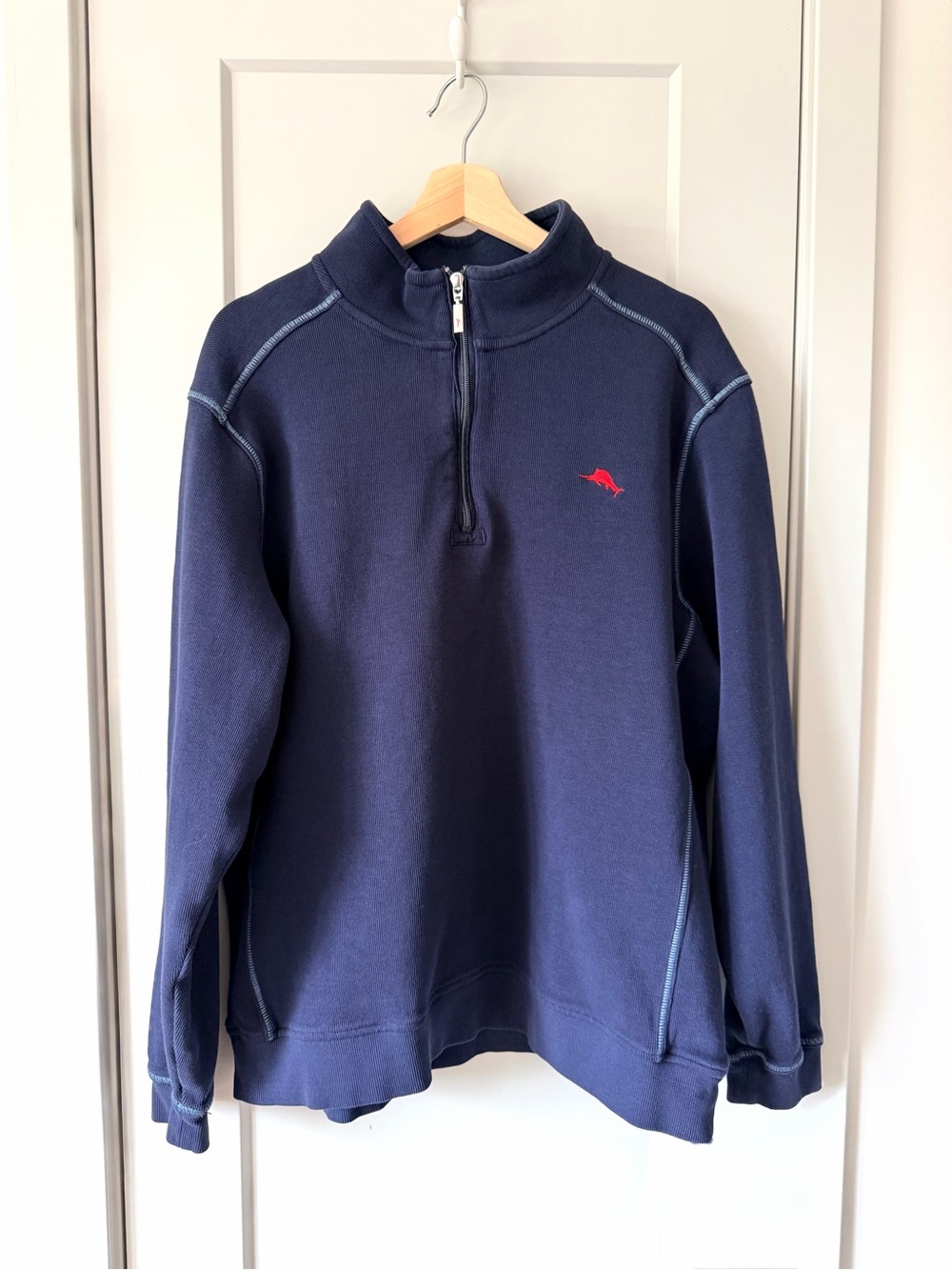 Tommy Bahama Men’s Navy 100% Cotton Quarter Zip Pullover XL (NOT black)